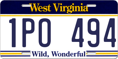 WV license plate 1PO494