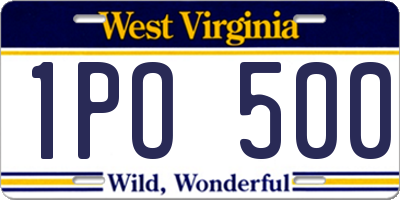 WV license plate 1PO500
