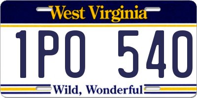 WV license plate 1PO540