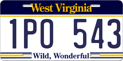 WV license plate 1PO543