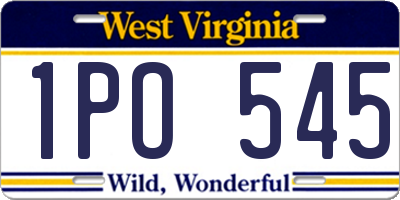 WV license plate 1PO545