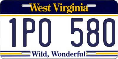 WV license plate 1PO580