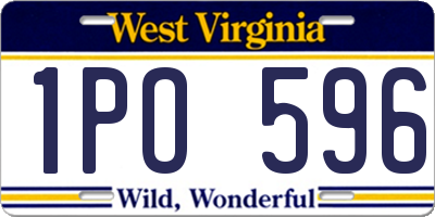 WV license plate 1PO596