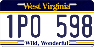WV license plate 1PO598