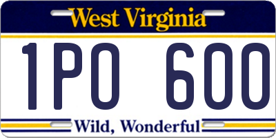 WV license plate 1PO600