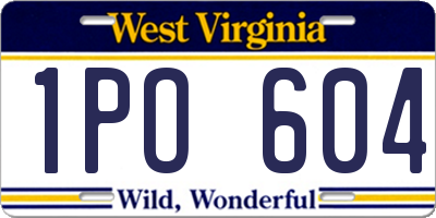 WV license plate 1PO604