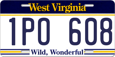 WV license plate 1PO608