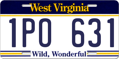 WV license plate 1PO631