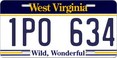 WV license plate 1PO634