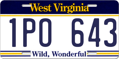 WV license plate 1PO643