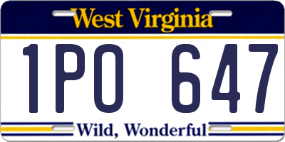 WV license plate 1PO647