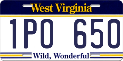 WV license plate 1PO650