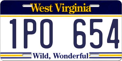 WV license plate 1PO654