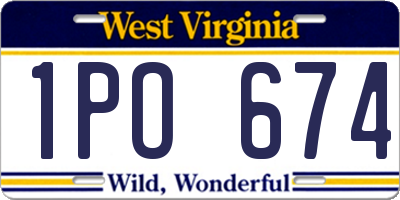 WV license plate 1PO674