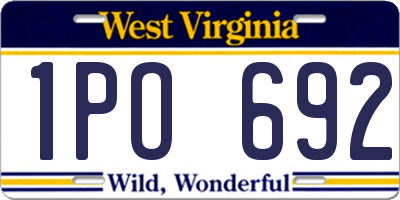 WV license plate 1PO692