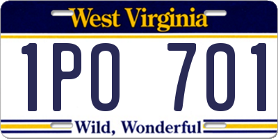 WV license plate 1PO701