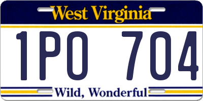 WV license plate 1PO704