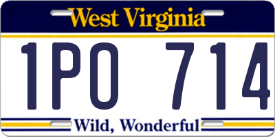 WV license plate 1PO714