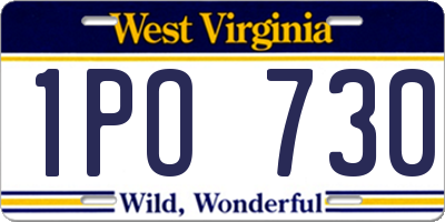 WV license plate 1PO730