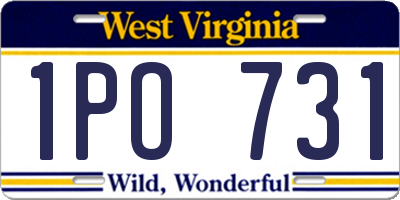 WV license plate 1PO731