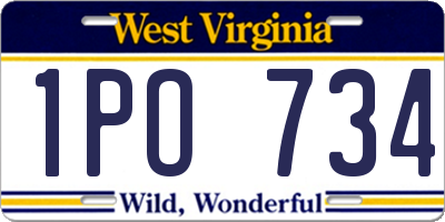 WV license plate 1PO734
