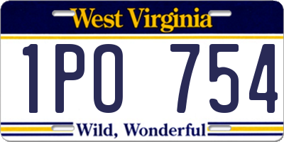WV license plate 1PO754