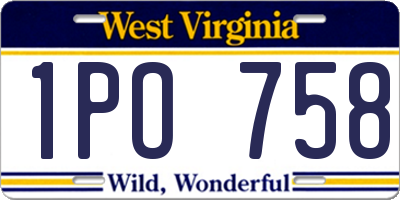 WV license plate 1PO758