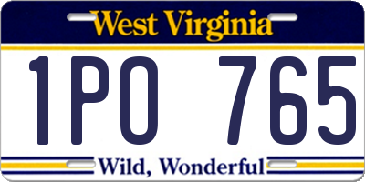 WV license plate 1PO765