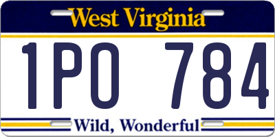WV license plate 1PO784