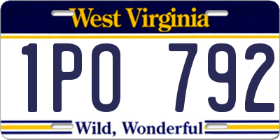 WV license plate 1PO792