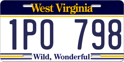 WV license plate 1PO798