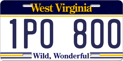 WV license plate 1PO800