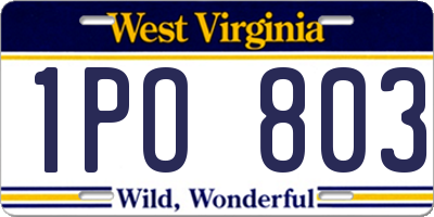 WV license plate 1PO803