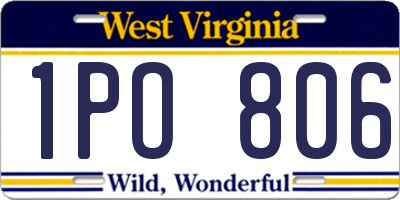 WV license plate 1PO806