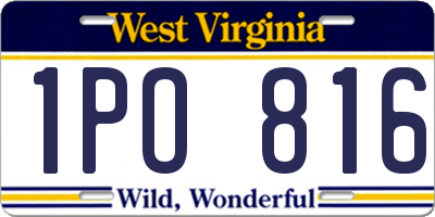 WV license plate 1PO816