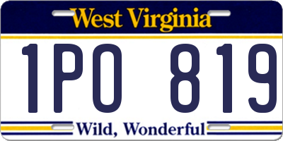 WV license plate 1PO819