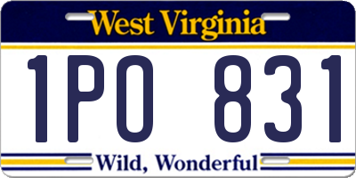 WV license plate 1PO831