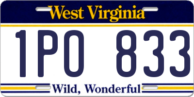 WV license plate 1PO833