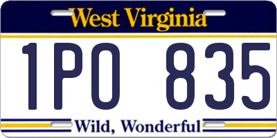 WV license plate 1PO835