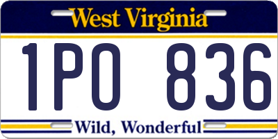 WV license plate 1PO836