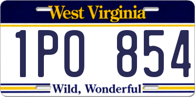 WV license plate 1PO854