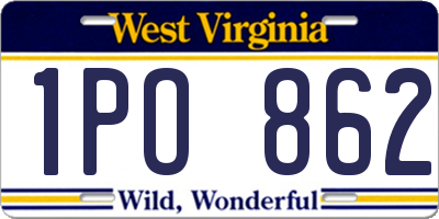 WV license plate 1PO862