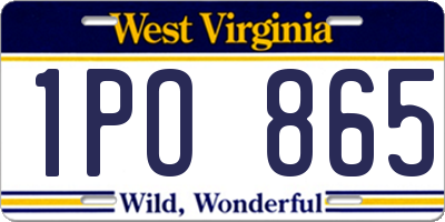 WV license plate 1PO865