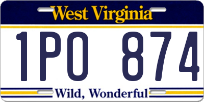 WV license plate 1PO874