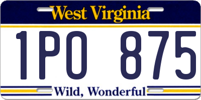 WV license plate 1PO875