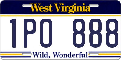 WV license plate 1PO888