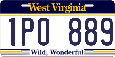WV license plate 1PO889