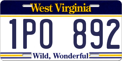 WV license plate 1PO892