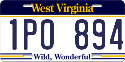 WV license plate 1PO894