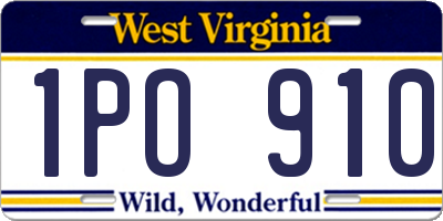 WV license plate 1PO910